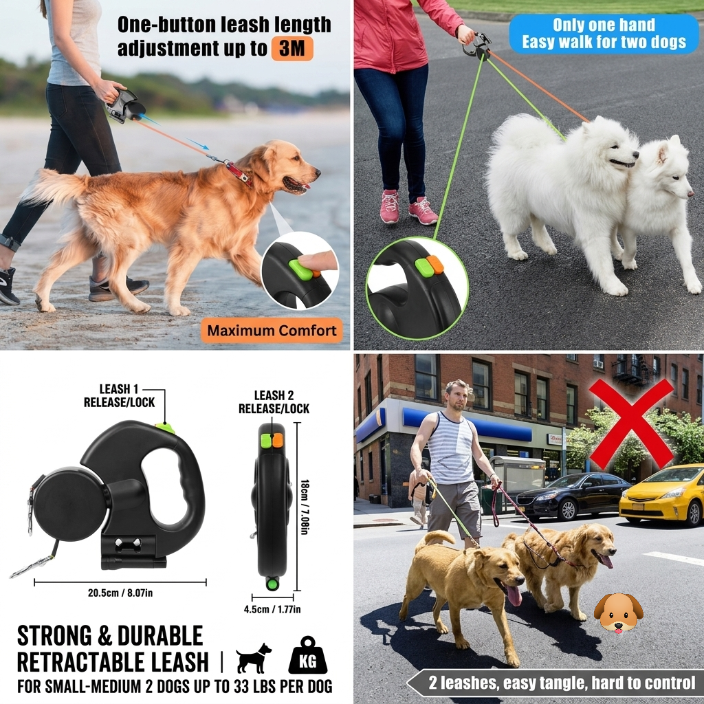 Smart Multipurpose Dual Dog Leash